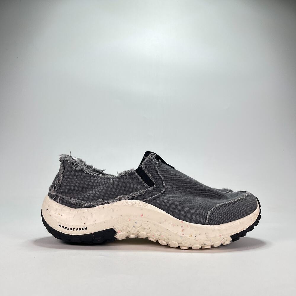 HOLO Footwear Athena Grey Canvas Moccasin Frayed Edges Slip On Shoes Mens Sz 9.5